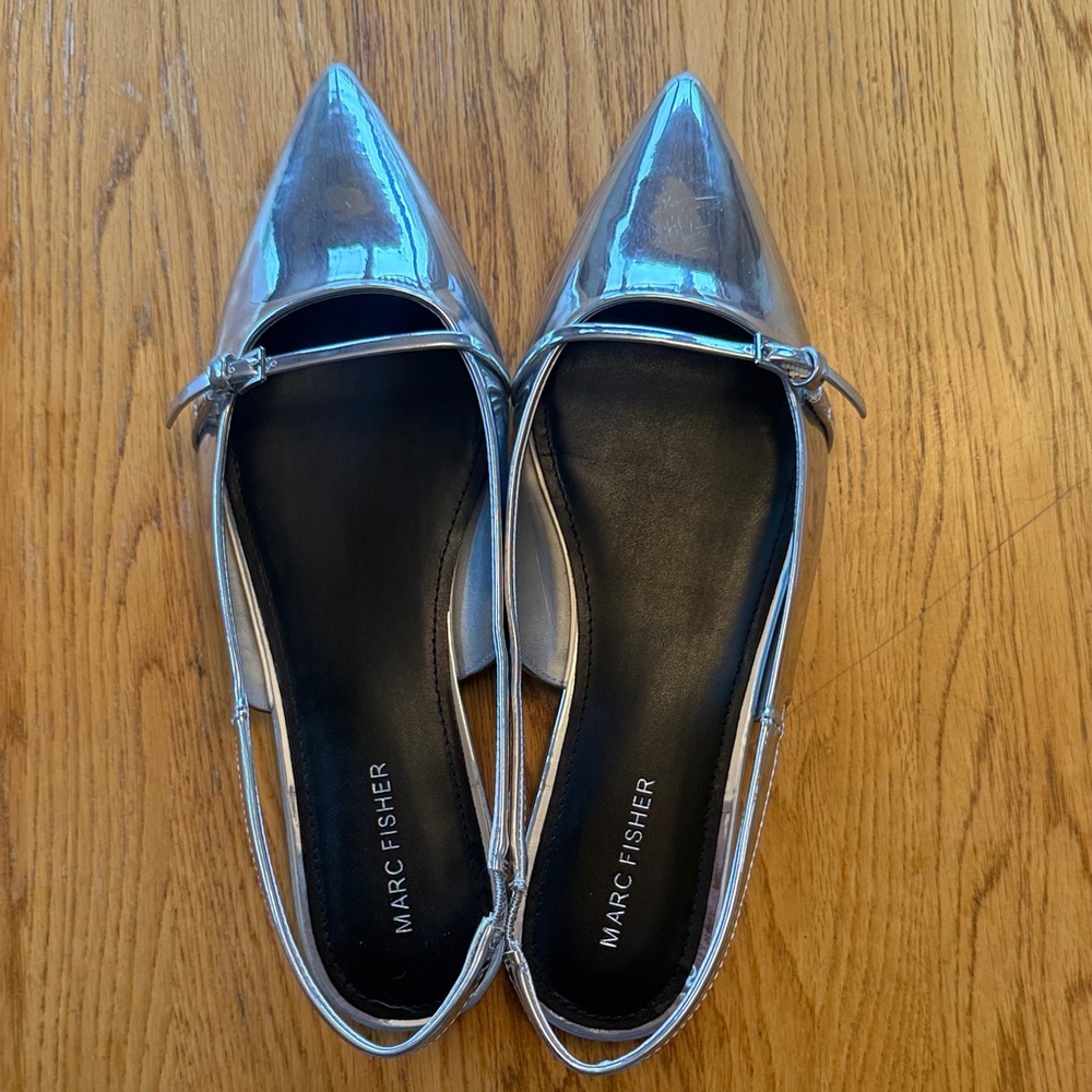 Marc Fisher Metallic Silver Flats